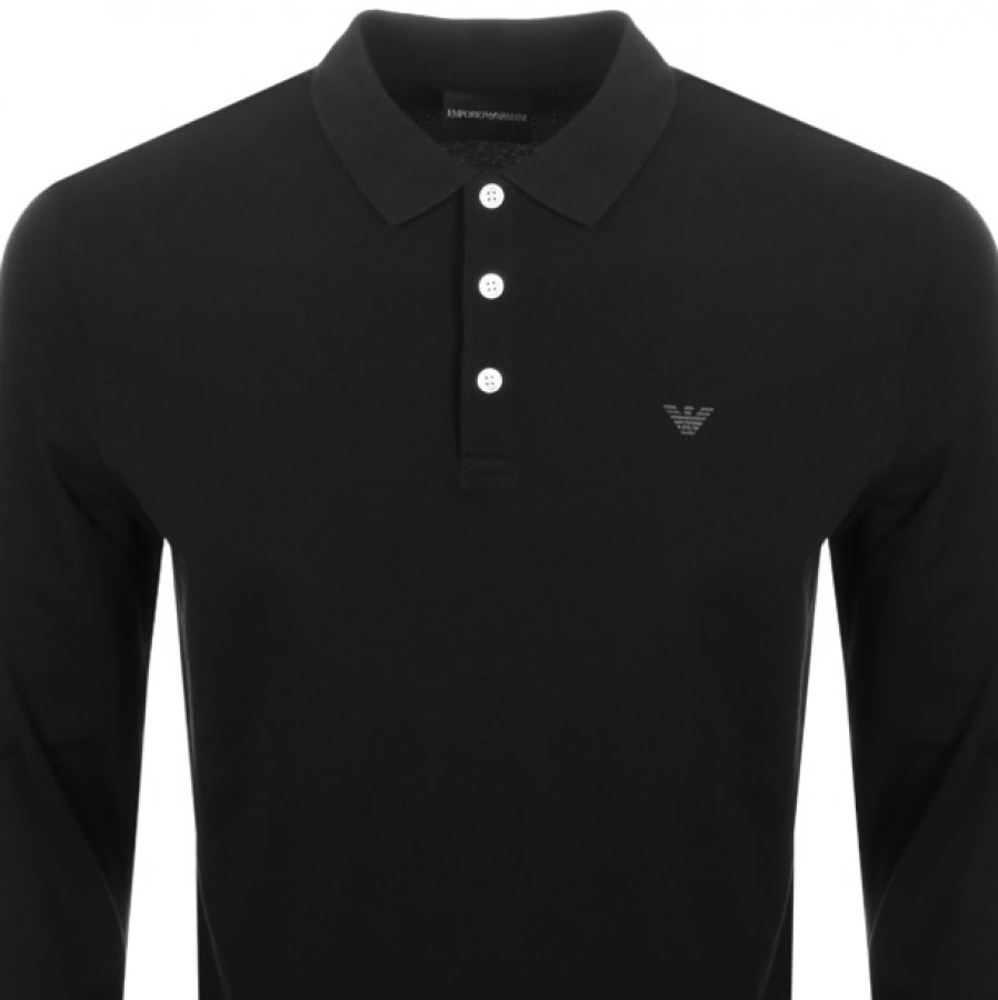 Alternative Image for ProductEmporio Armani Long Sleeved Polo T Shirt Black2